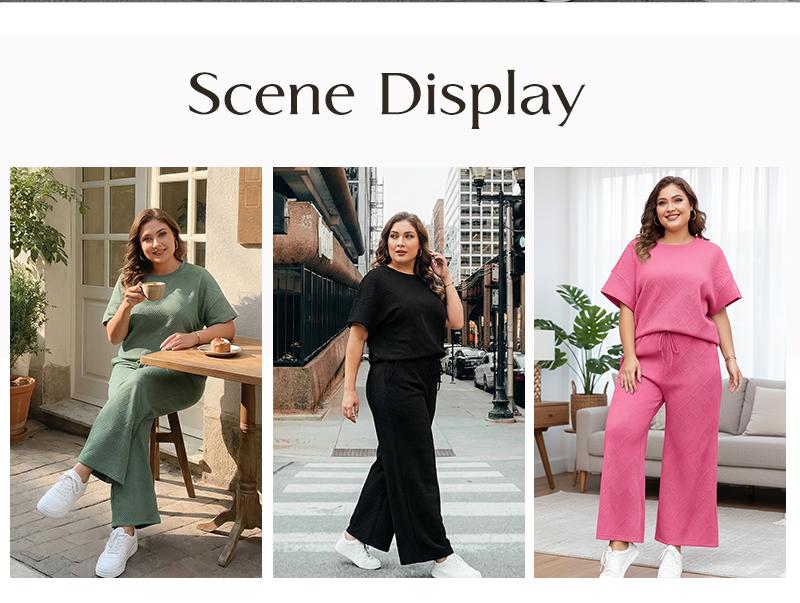 Women's plus Size Sweatsuits Casual Short Sleeve