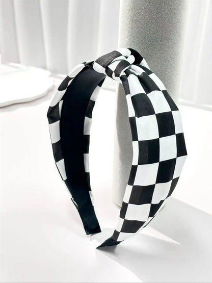 Elegant Women'S Fabric Hairbands Set, Solid Color & Plaid Patterns, Wide Brim Knot Design, Perfect for Daily Wear, Headbands Women, White
