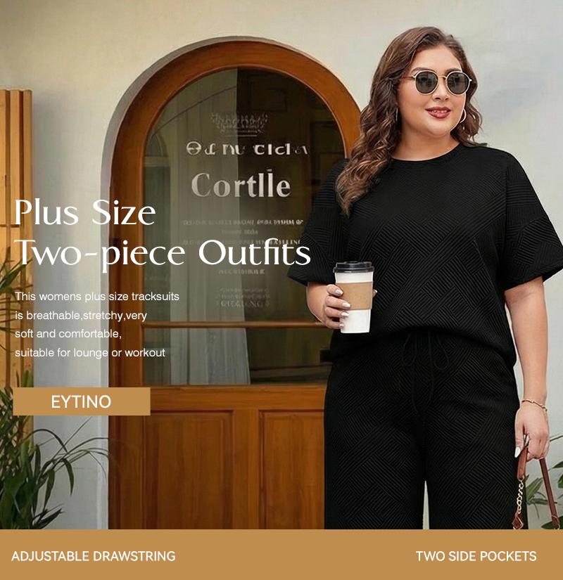 Women's plus Size Sweatsuits Casual Short Sleeve