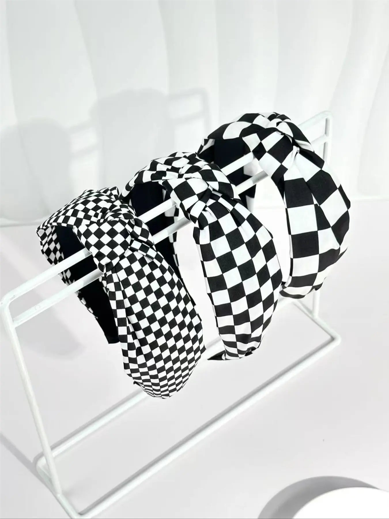Elegant Women'S Fabric Hairbands Set, Solid Color & Plaid Patterns, Wide Brim Knot Design, Perfect for Daily Wear, Headbands Women, White