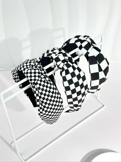 Elegant Women'S Fabric Hairbands Set, Solid Color & Plaid Patterns, Wide Brim Knot Design, Perfect for Daily Wear, Headbands Women, White