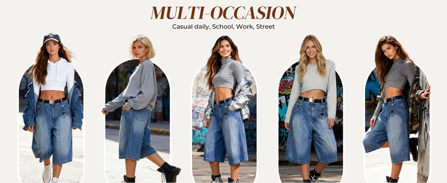 Women's Y2K Baggy Jorts Wide Leg Denim Shorts