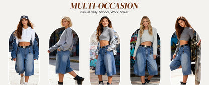 Women's Y2K Baggy Jorts Wide Leg Denim Shorts