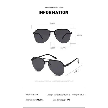 New Fashion Metal Half Frame Women'S Outdoor Sunglasses Classic Double Beam Glasses