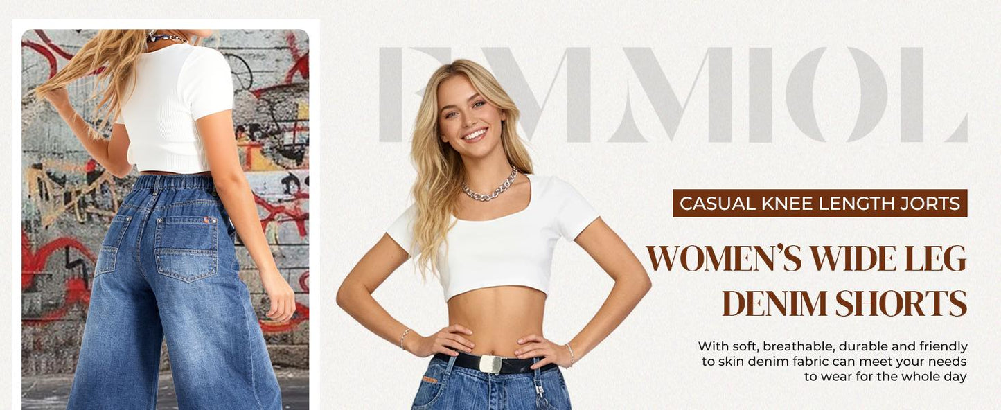 Women's Y2K Baggy Jorts Wide Leg Denim Shorts