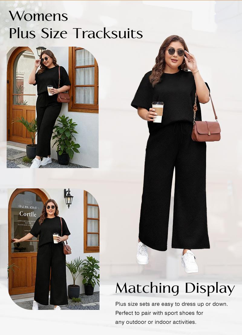 Women's plus Size Sweatsuits Casual Short Sleeve