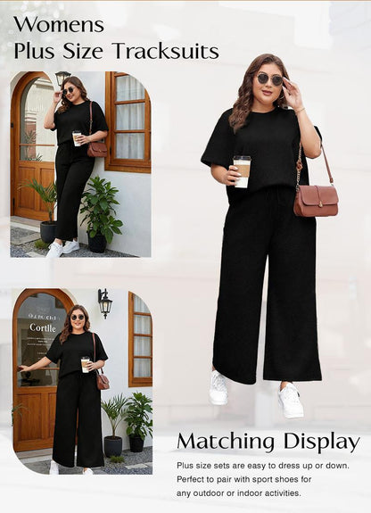 Women's plus Size Sweatsuits Casual Short Sleeve