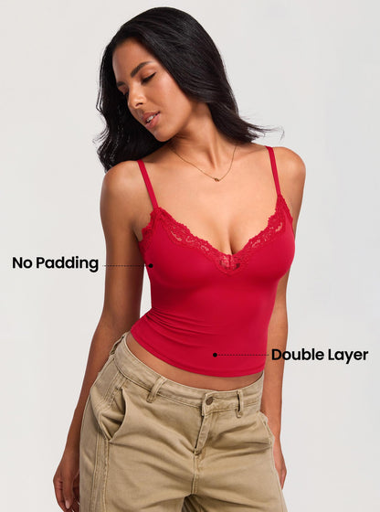 Women's V Neck Double Lined Camisole Top