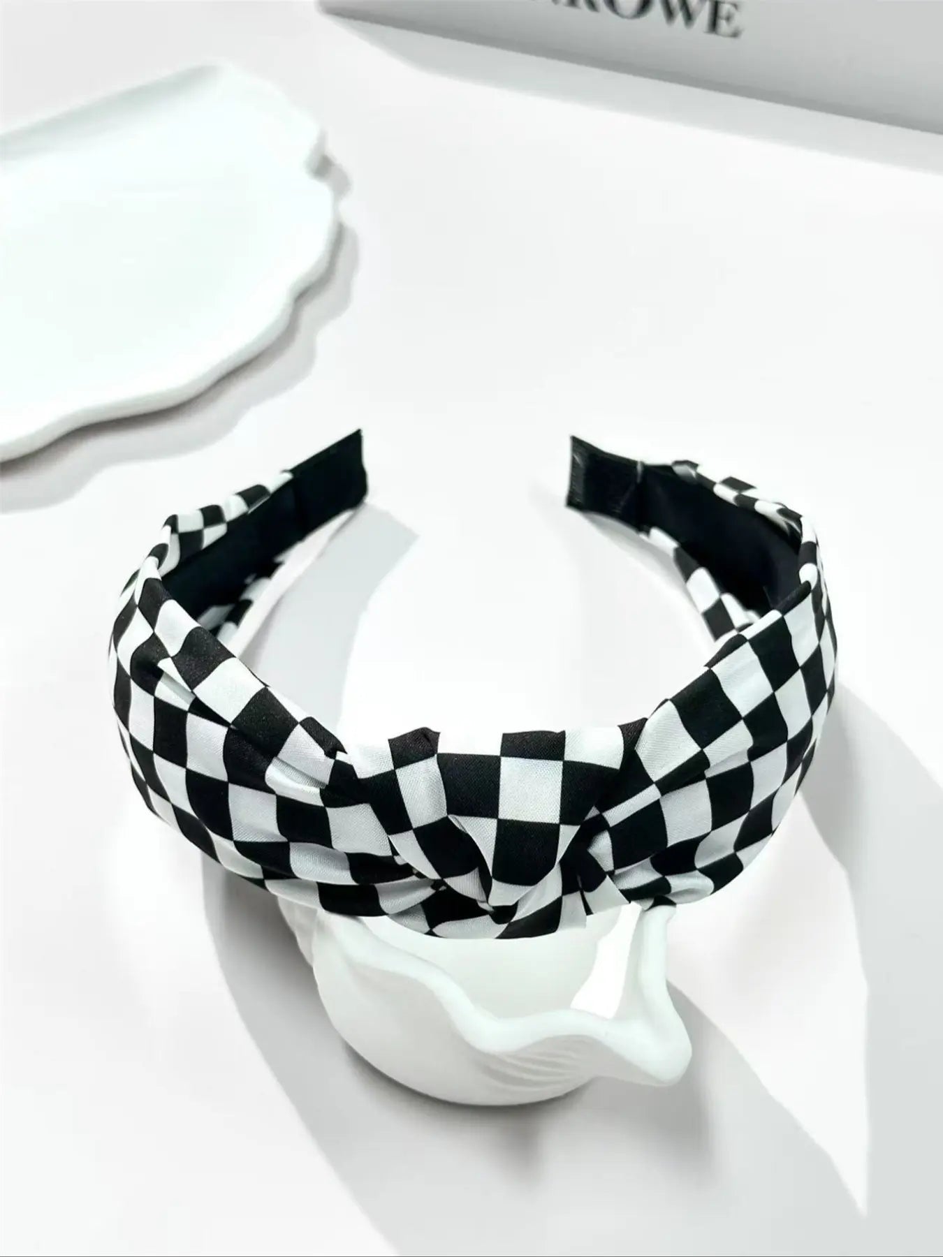 Elegant Women'S Fabric Hairbands Set, Solid Color & Plaid Patterns, Wide Brim Knot Design, Perfect for Daily Wear, Headbands Women, White
