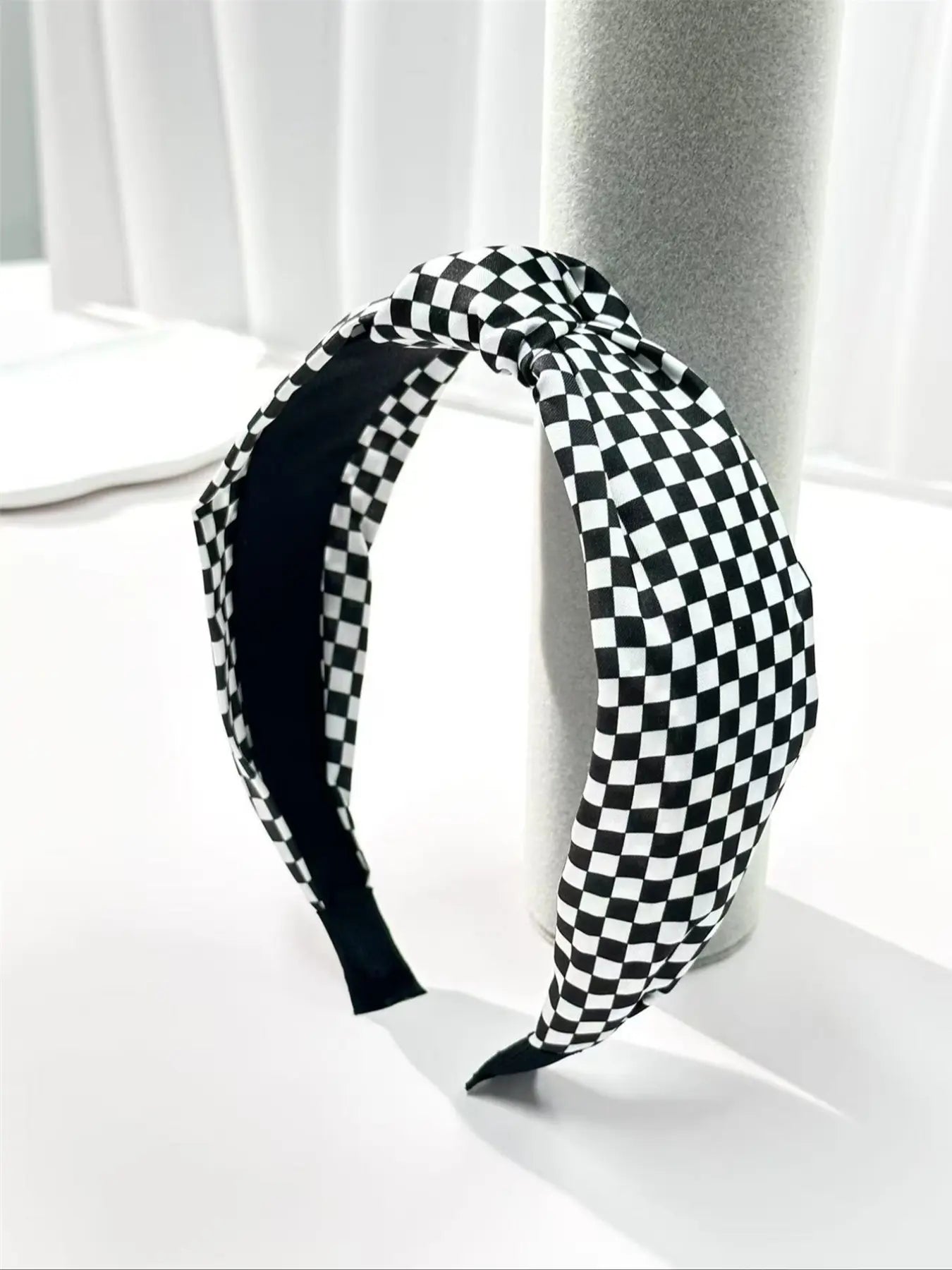 Elegant Women'S Fabric Hairbands Set, Solid Color & Plaid Patterns, Wide Brim Knot Design, Perfect for Daily Wear, Headbands Women, White