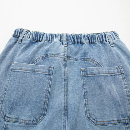 Shewin 2026 Spring/Summer Women'S High Waist Wide Leg Jeans Casual Stretch Denim Pants with Drawstring Waist and Pockets for Daily Wear Springstatements