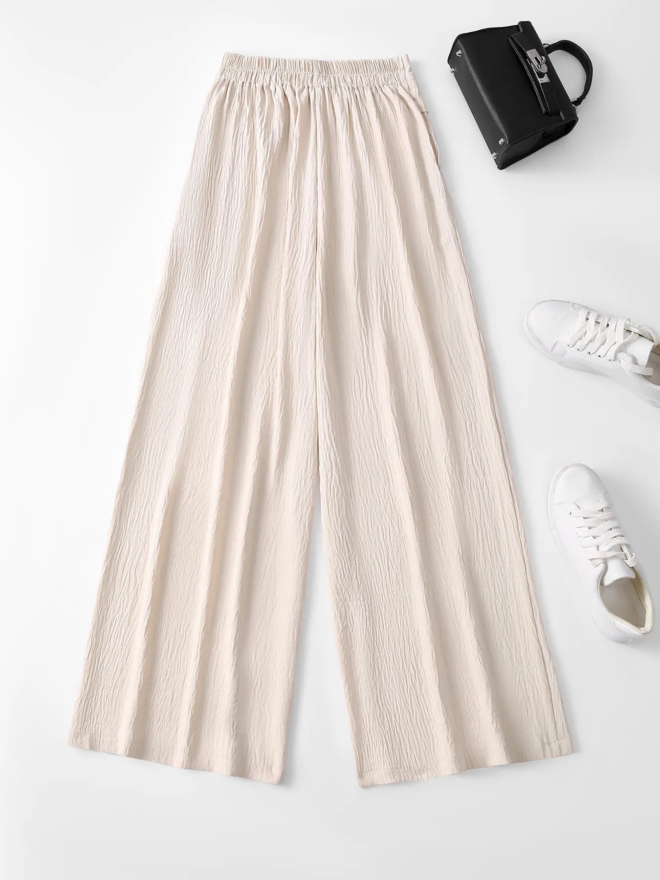 Women'S High Waist Wide Leg Pants, Bohemian Trousers, Casual Boho Style, 3D Pleated Design, Skin-Friendly Comfort, Multiple Colors, S-Xxl