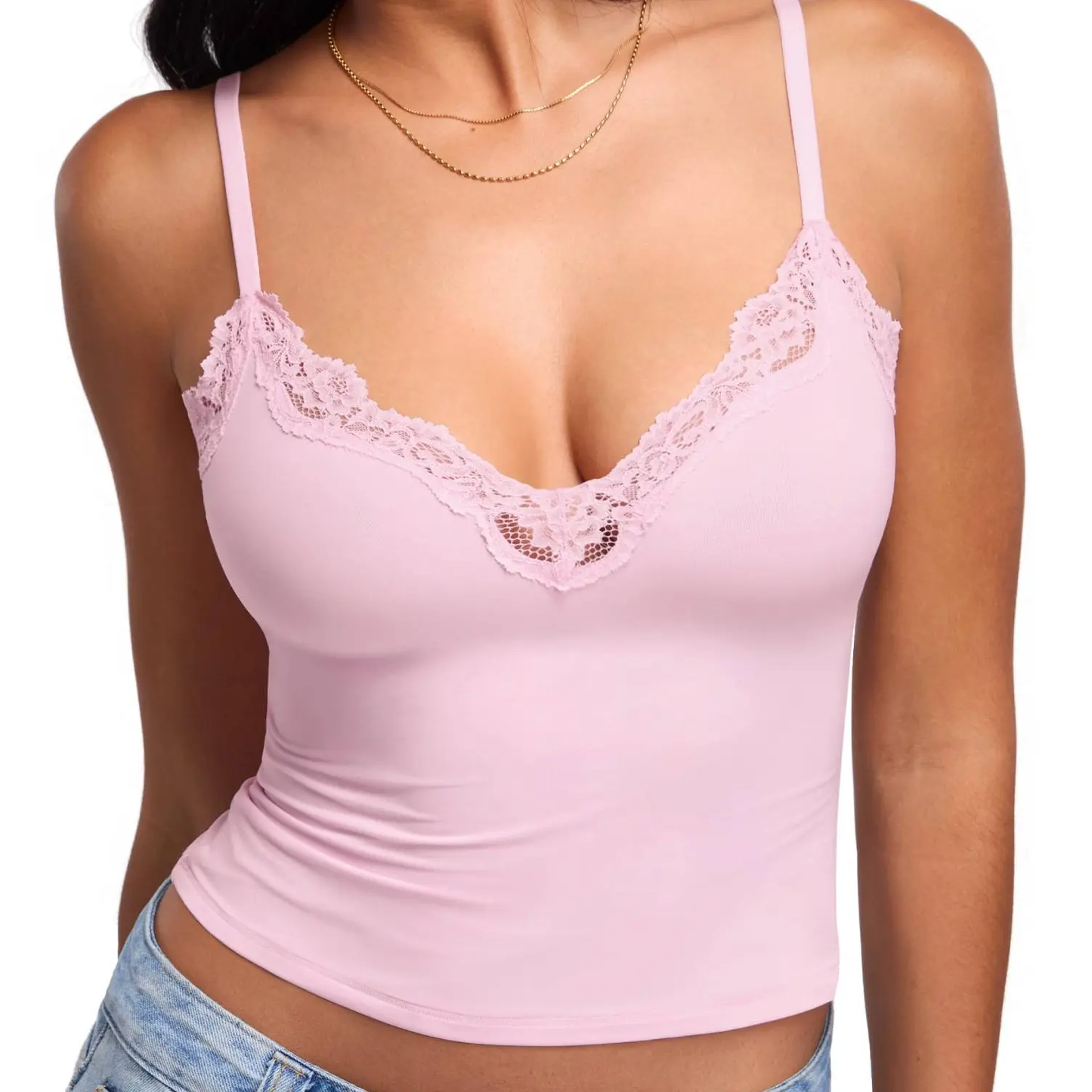 Women's V Neck Double Lined Camisole Top