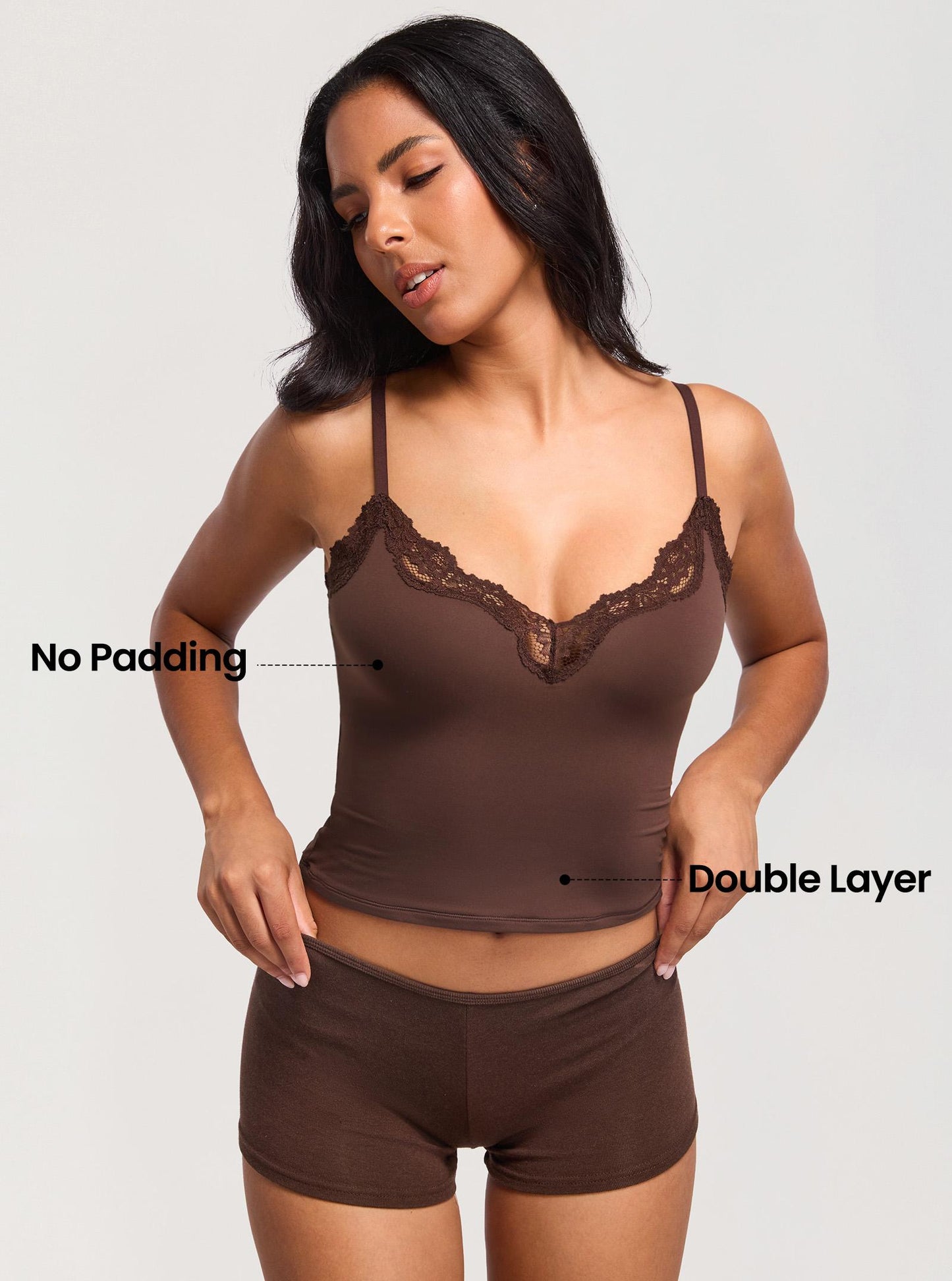 Women's V Neck Double Lined Camisole Top