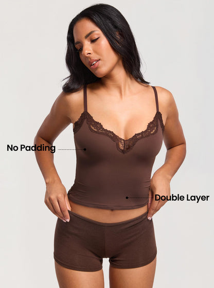 Women's V Neck Double Lined Camisole Top