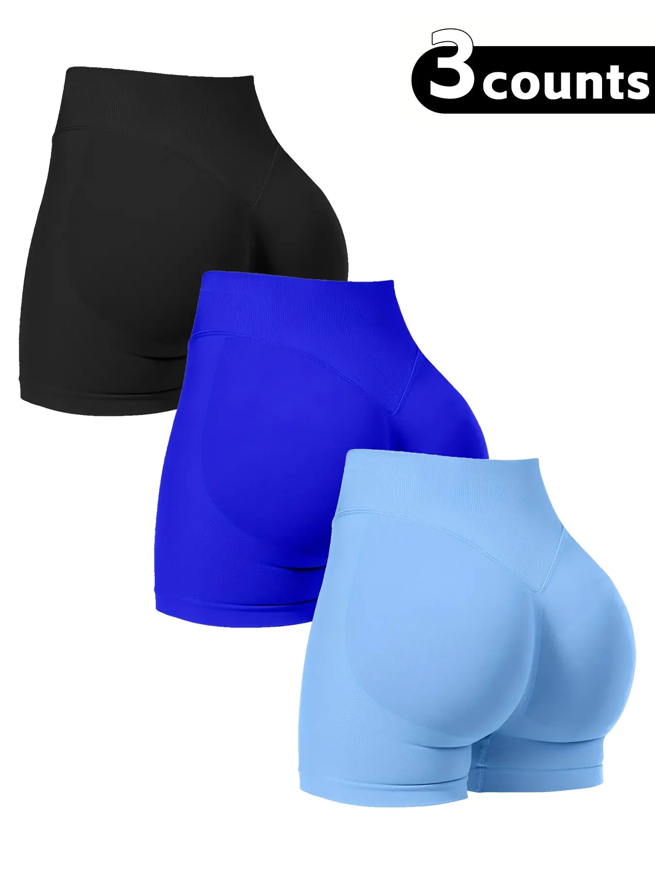 Women'S High Waist Seamless Butt Lifting Shorts, 3 Pack Comfortable Elastic Design, Perfect for Daily Wear, Tummy Control & Lifted Look