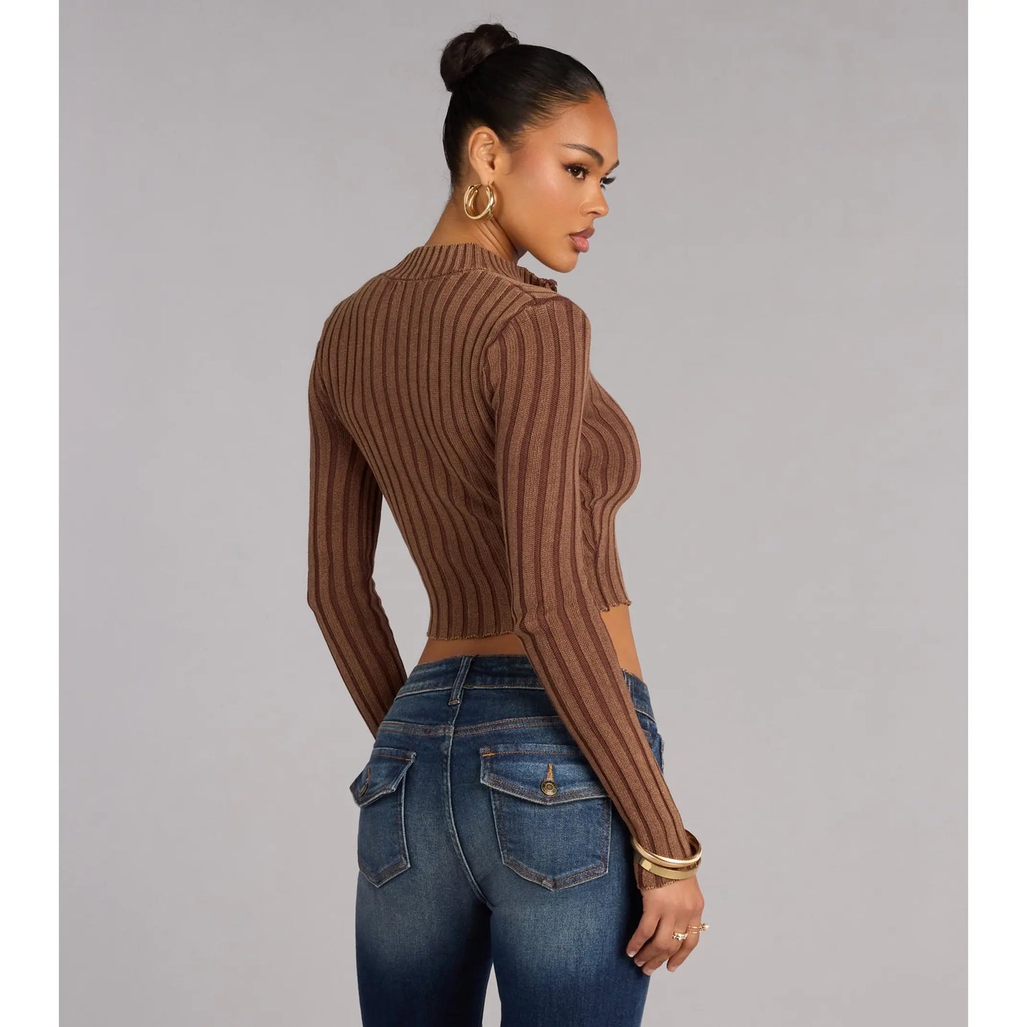 Quietly Cool Double Zip Ribbed Sweater