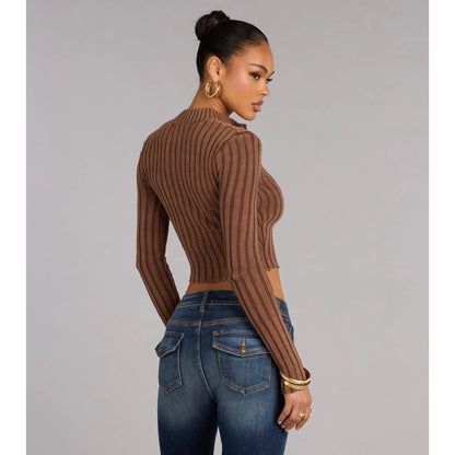 Quietly Cool Double Zip Ribbed Sweater