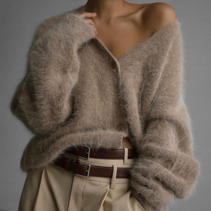 Women's Plush Knitted Cardigan