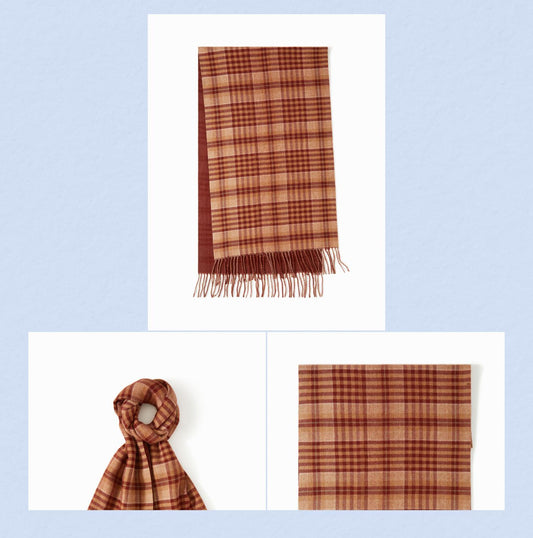 Cider Plaid Fringed Scarf