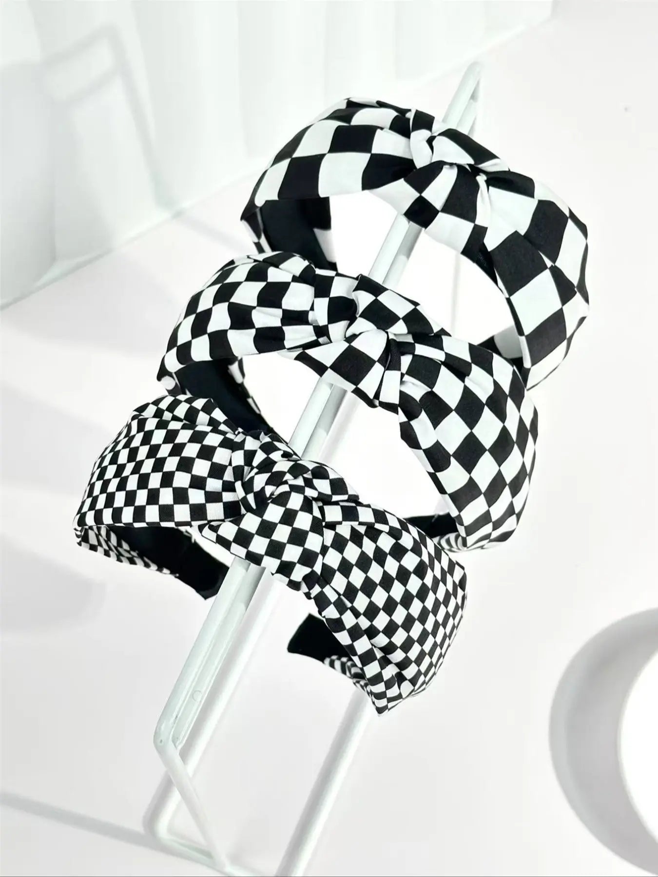 Elegant Women'S Fabric Hairbands Set, Solid Color & Plaid Patterns, Wide Brim Knot Design, Perfect for Daily Wear, Headbands Women, White