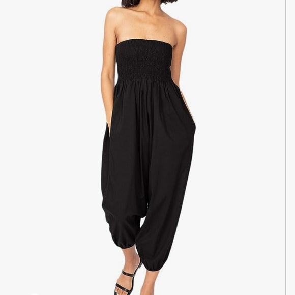 Women's Tube Topped One Piece and Wide Legged Pant Rompers